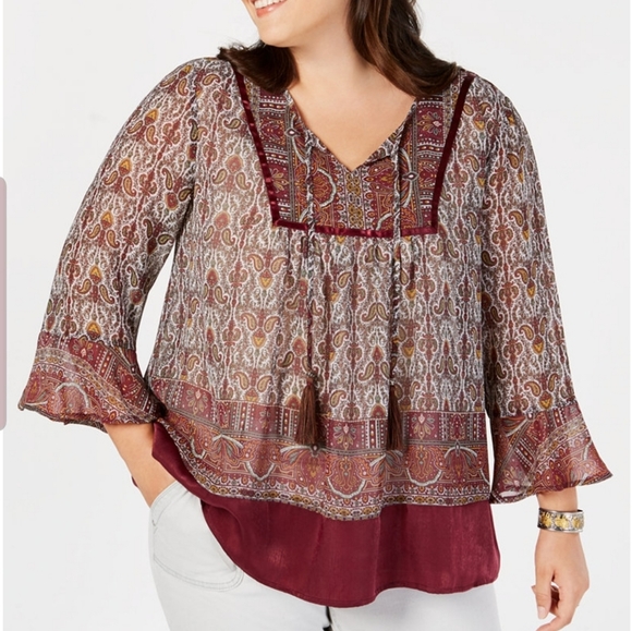 Style & Co. Tops - NEW STYLE &CO PLUS SIZE 1X SHEER HOLIDAY TOP BLOUS
